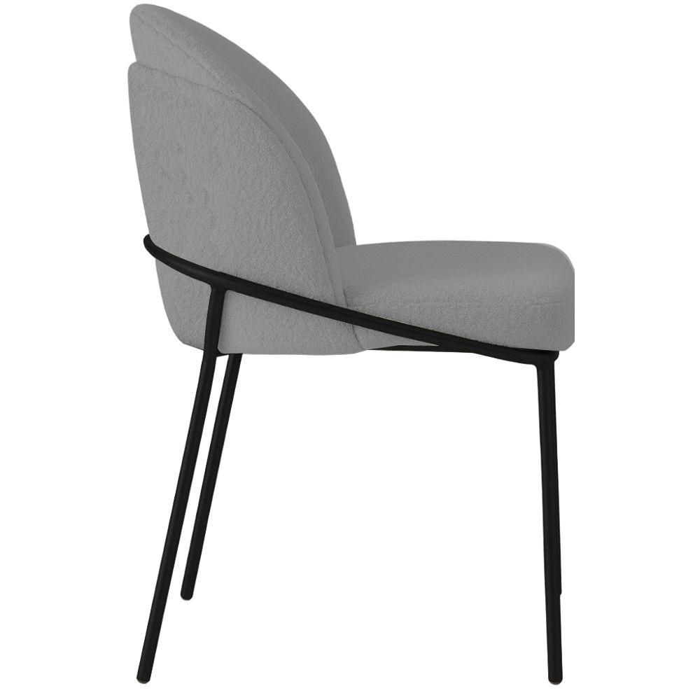 Cadeira Aurora Bouclé Cinza Metal Preto