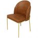 Cadeira Aurora Couro Caramelo Metal Dourado