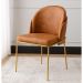 Cadeira Aurora Couro Caramelo Metal Dourado