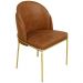Cadeira Aurora Couro Caramelo Metal Dourado