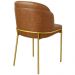 Cadeira Aurora Couro Caramelo Metal Dourado