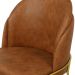 Cadeira Aurora Couro Caramelo Metal Dourado