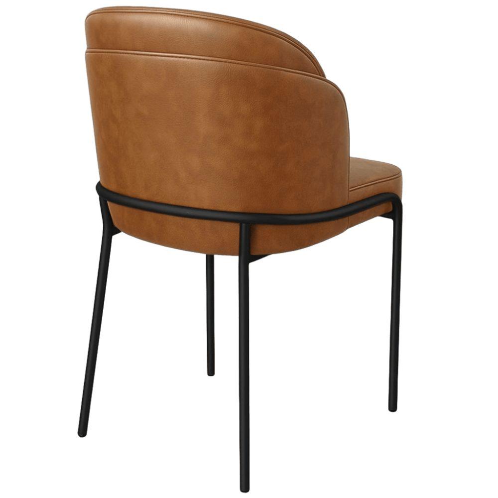 Cadeira Aurora Couro Caramelo Metal Preto