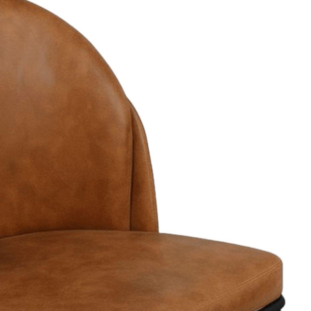 Cadeira Aurora Couro Caramelo Metal Preto
