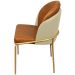 Cadeira Aurora Couro Caramelo com Pérola Metal Dourado
