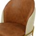 Cadeira Aurora Couro Caramelo com Pérola Metal Dourado