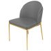 Cadeira Aurora Couro Cinza Metal Dourado