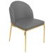 Cadeira Aurora Couro Cinza Metal Dourado