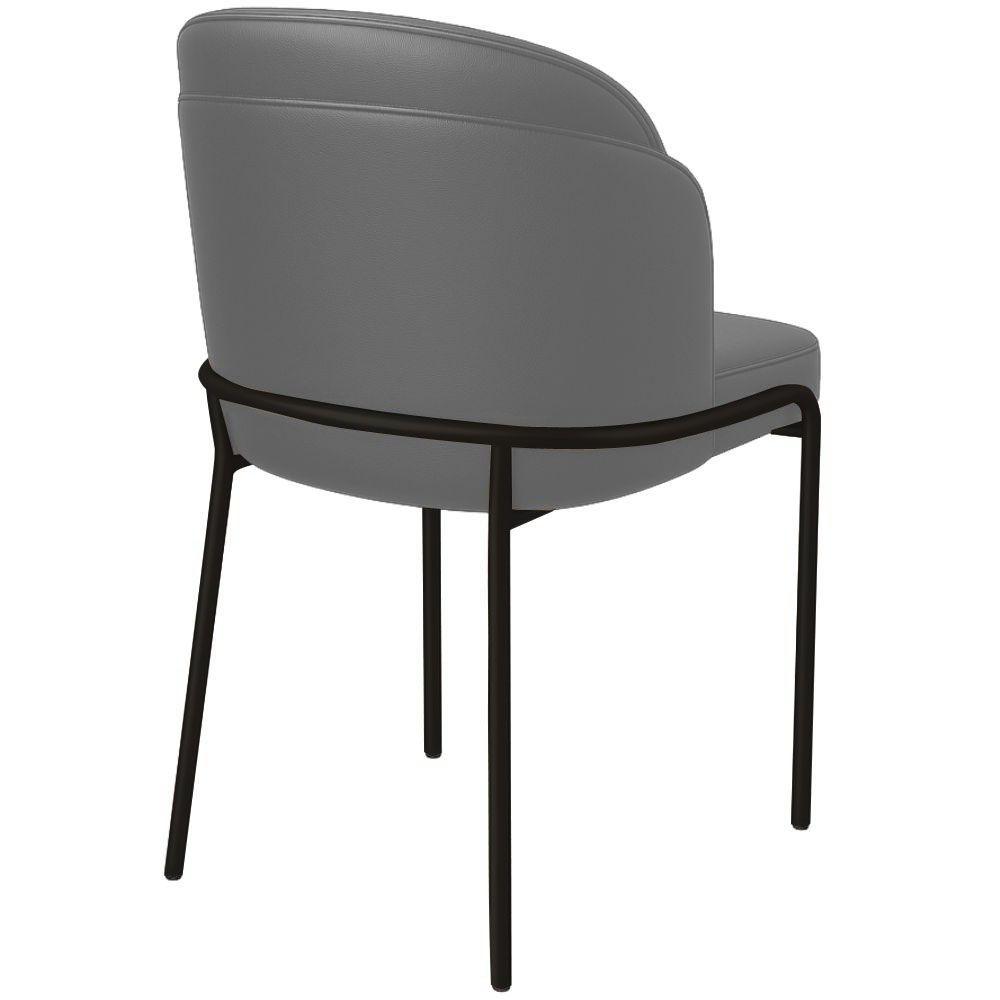 Cadeira Aurora Couro Cinza Metal Preto