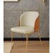 Cadeira Aurora Couro Pérola com Caramelo Metal Dourado