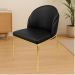 Cadeira Aurora Couro Preto Metal Dourado