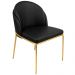 Cadeira Aurora Couro Preto Metal Dourado