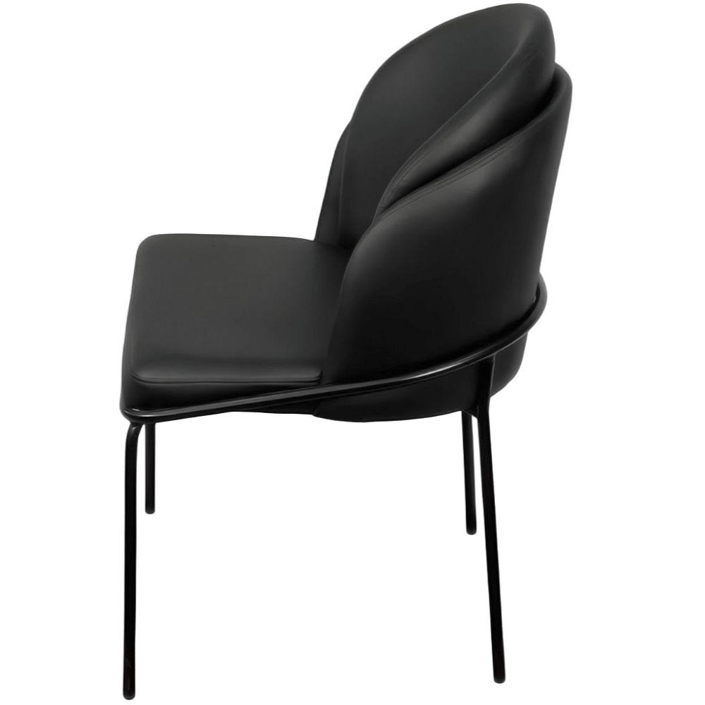 Cadeira Aurora Couro Preto Metal Preto