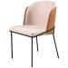 Cadeira Aurora Linho Bege Couro Caramelo Metal Preto