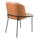Cadeira Aurora Linho Bege Couro Caramelo Metal Preto