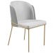 Cadeira Aurora Linho Cinza Couro Cinza Metal Dourado