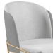 Cadeira Aurora Linho Cinza Couro Cinza Metal Dourado