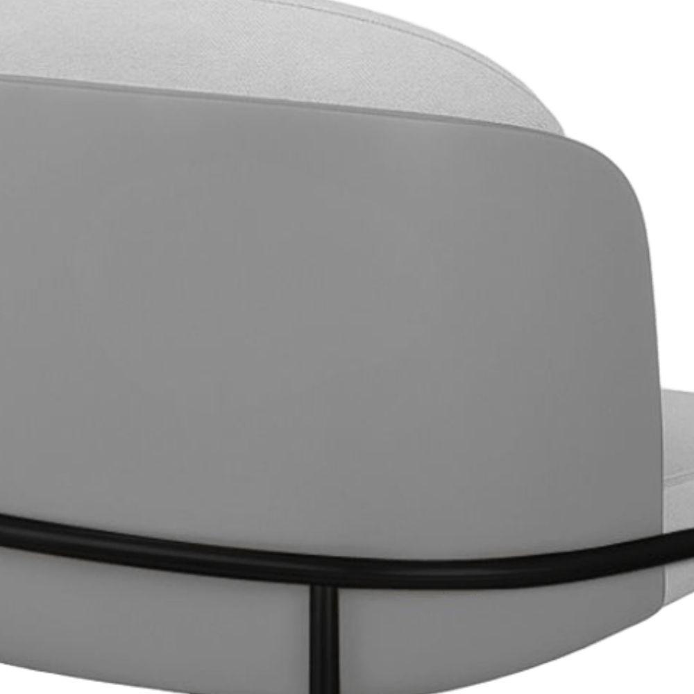 Cadeira Aurora Linho Cinza Couro Cinza Metal Preto