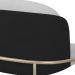 Cadeira Aurora Linho Cinza Couro Preto Metal Champanhe