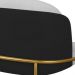 Cadeira Aurora Linho Cinza Couro Preto Metal Dourado