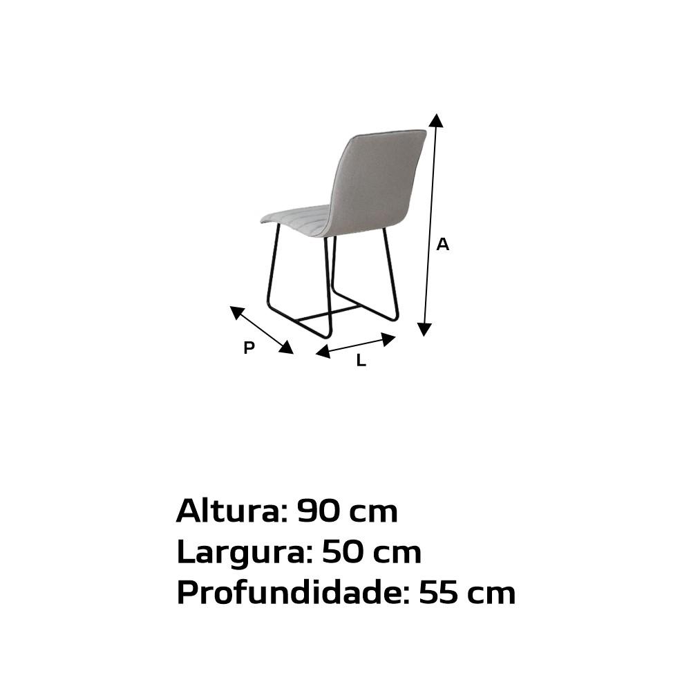 Conjunto 2 Cadeiras Cristal Couro Preto Metal Preto