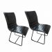 Conjunto 2 Cadeiras Cristal Couro Preto Metal Preto