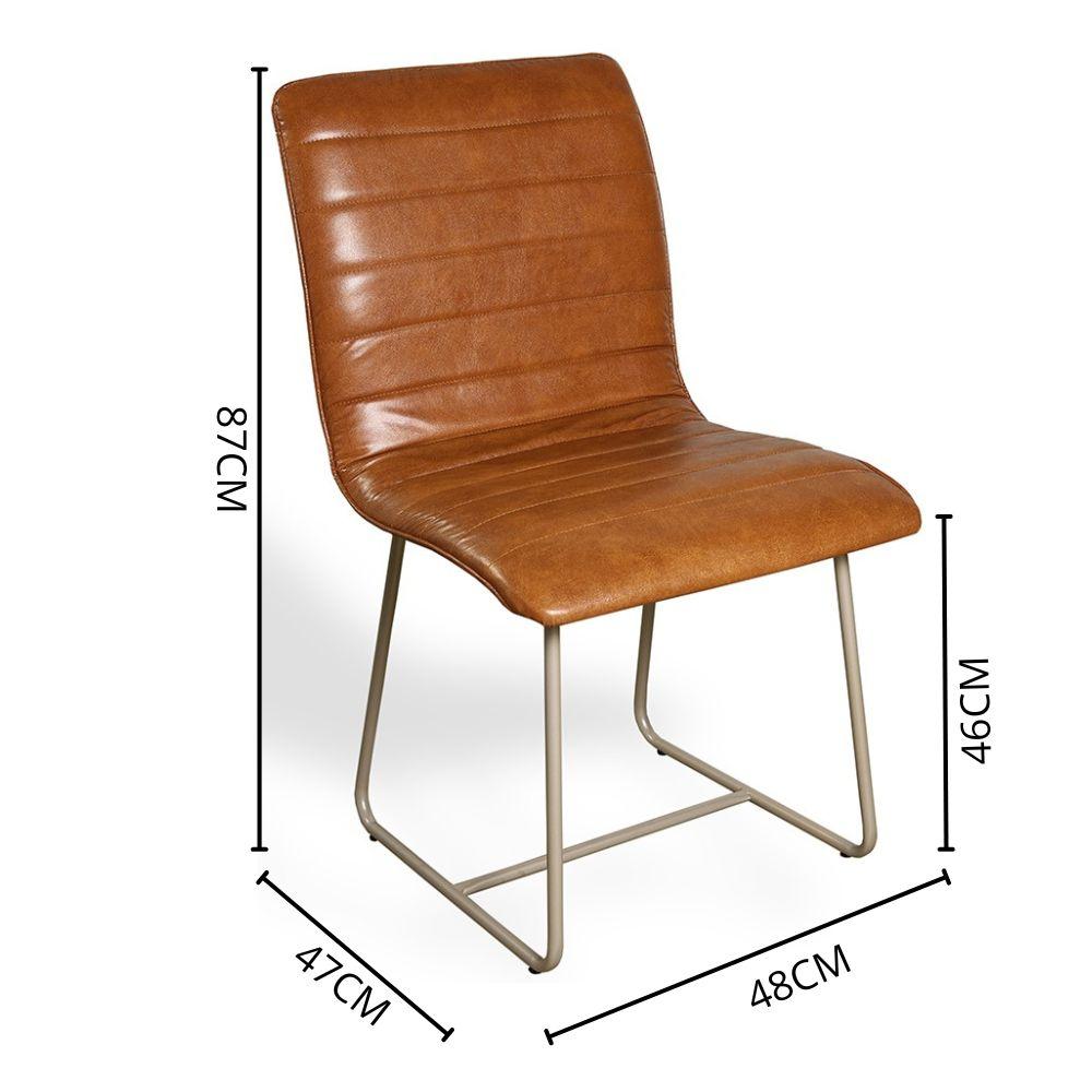 Conjunto 2 Cadeiras Cristal Sala de Jantar em Couro Caramelo e Metal Champanhe