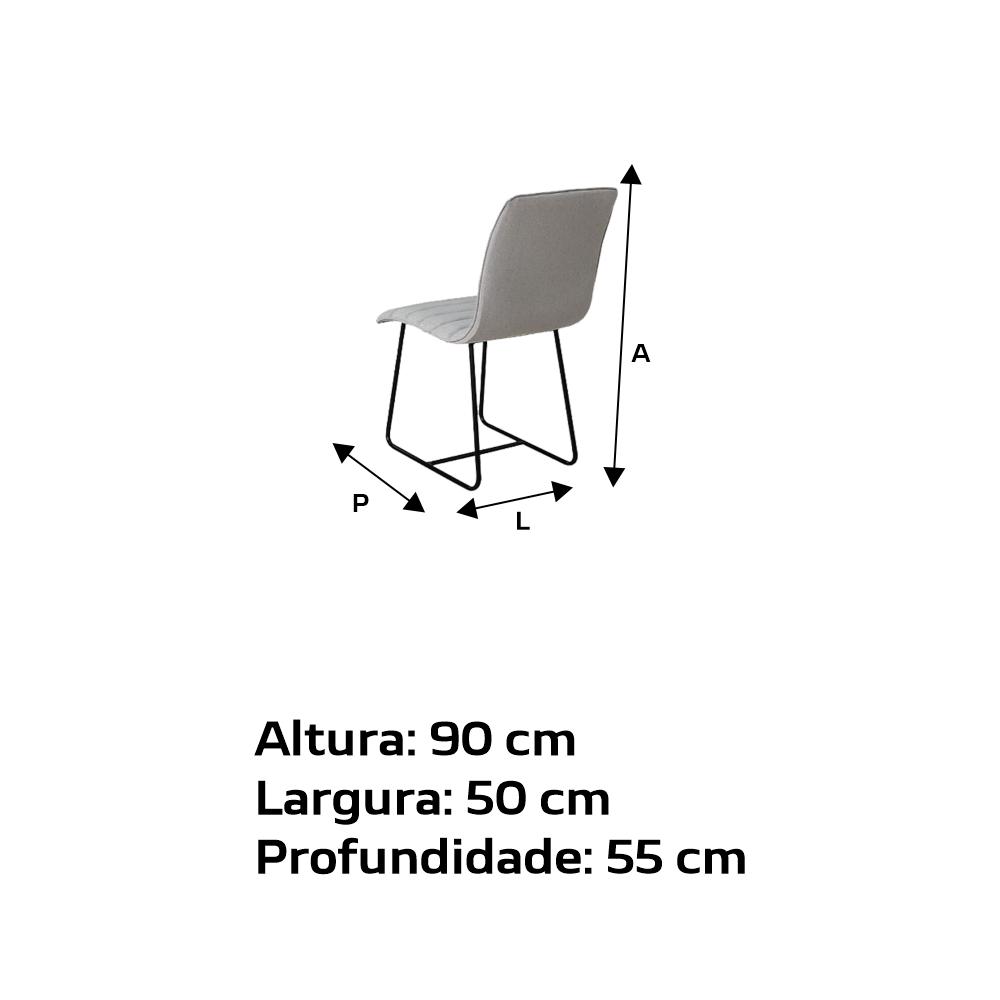 Conjunto 2 Cadeiras Cristal Sala de Jantar em Linho Cinza e Metal Preto