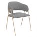 Conjunto 2 Cadeiras Veneza Bouclé Cinza Metal Champanhe