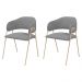 Conjunto 2 Cadeiras Veneza Bouclé Cinza Metal Champanhe
