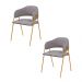 Conjunto 2 Cadeiras Veneza Bouclé Cinza Metal Dourado