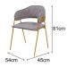 Conjunto 2 Cadeiras Veneza Bouclé Cinza Metal Dourado