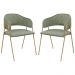 Conjunto 2 Cadeiras Veneza Bouclé Verde Oliva Metal Dourado
