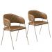 Conjunto 2 Cadeiras Veneza Couro Caramelo Metal Champanhe