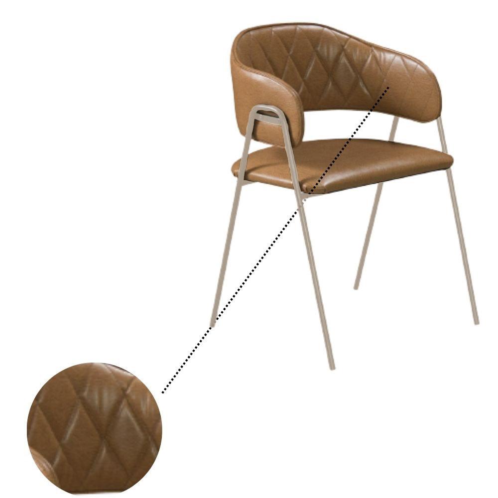 Conjunto 2 Cadeiras Veneza Couro Caramelo Metal Champanhe