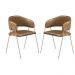 Conjunto 2 Cadeiras Veneza Couro Caramelo Metal Champanhe