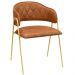 Conjunto 2 Cadeiras Veneza Couro Caramelo Metal Dourado