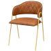 Conjunto 2 Cadeiras Veneza Couro Caramelo Metal Dourado