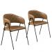 Conjunto 2 Cadeiras Veneza Couro Caramelo Metal Preto