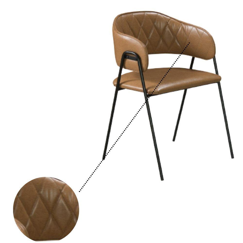 Conjunto 2 Cadeiras Veneza Couro Caramelo Metal Preto