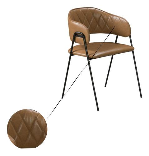 Conjunto 2 Cadeiras Veneza Couro Caramelo Metal Preto