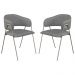 Conjunto 2 Cadeiras Veneza Couro Cinza Metal Champanhe