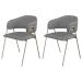 Conjunto 2 Cadeiras Veneza Couro Cinza Metal Champanhe