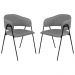 Conjunto 2 Cadeiras Veneza Couro Cinza Metal Preto