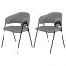Conjunto 2 Cadeiras Veneza Couro Cinza Metal Preto