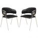 Conjunto 2 Cadeiras Veneza Couro Preto Metal Champanhe