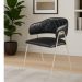Conjunto 2 Cadeiras Veneza Couro Preto Metal Champanhe