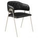 Conjunto 2 Cadeiras Veneza Couro Preto Metal Champanhe