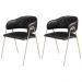 Conjunto 2 Cadeiras Veneza Couro Preto Metal Champanhe