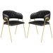 Conjunto 2 Cadeiras Veneza Couro Preto Metal Dourado